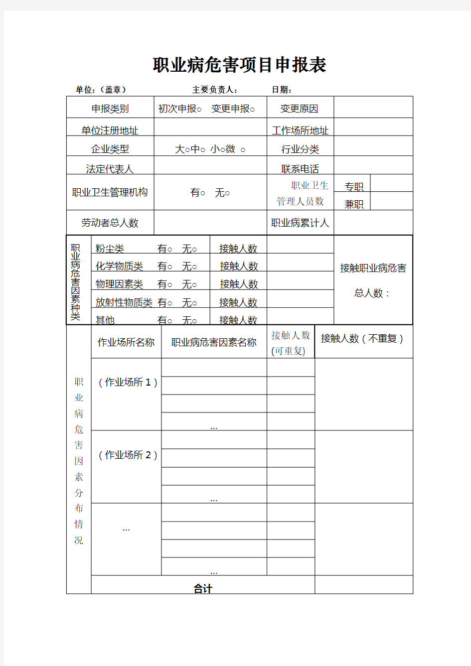 1职业病危害项目申报表及填写说明