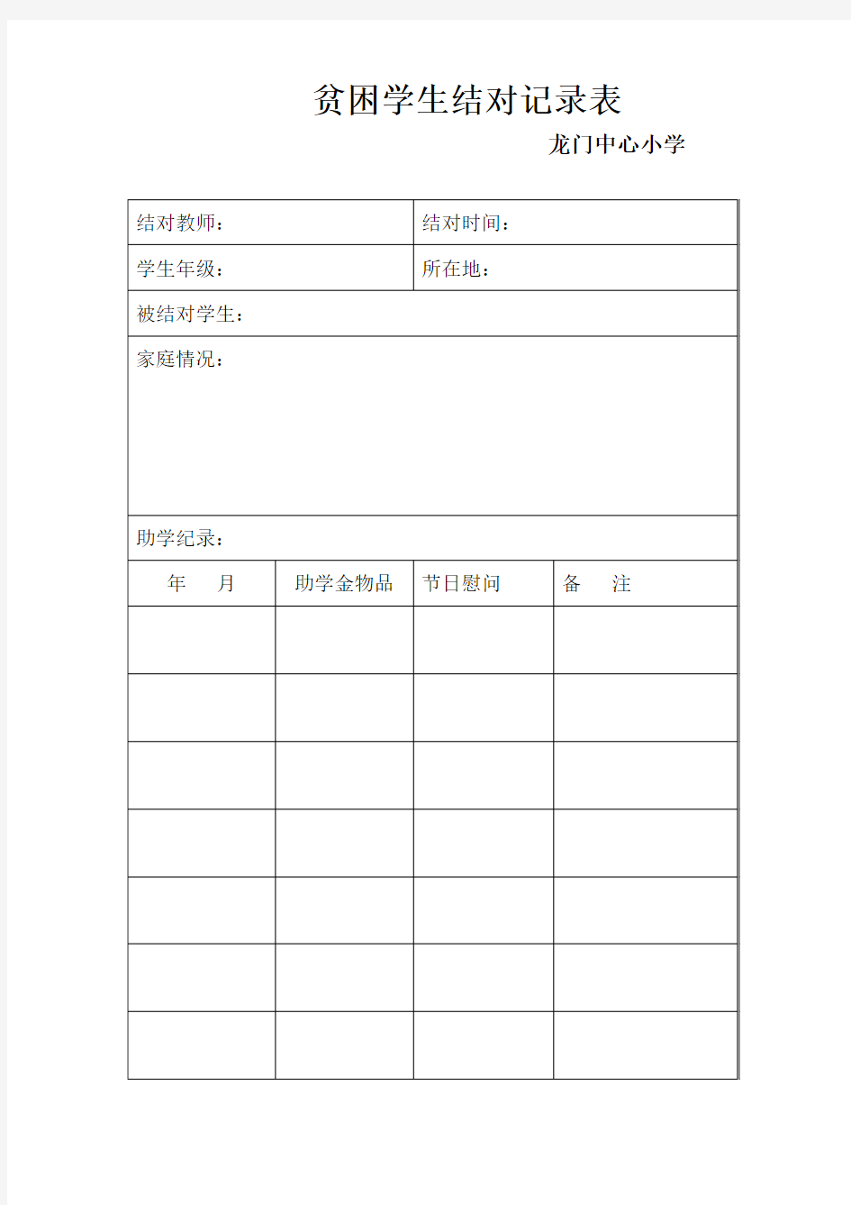 后进生转化活动记录表、计划