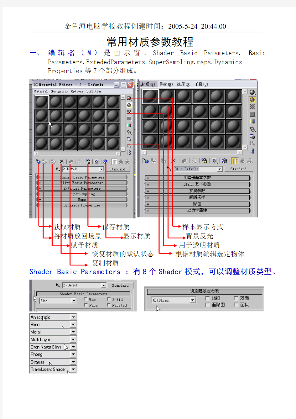 3D常用材质参数