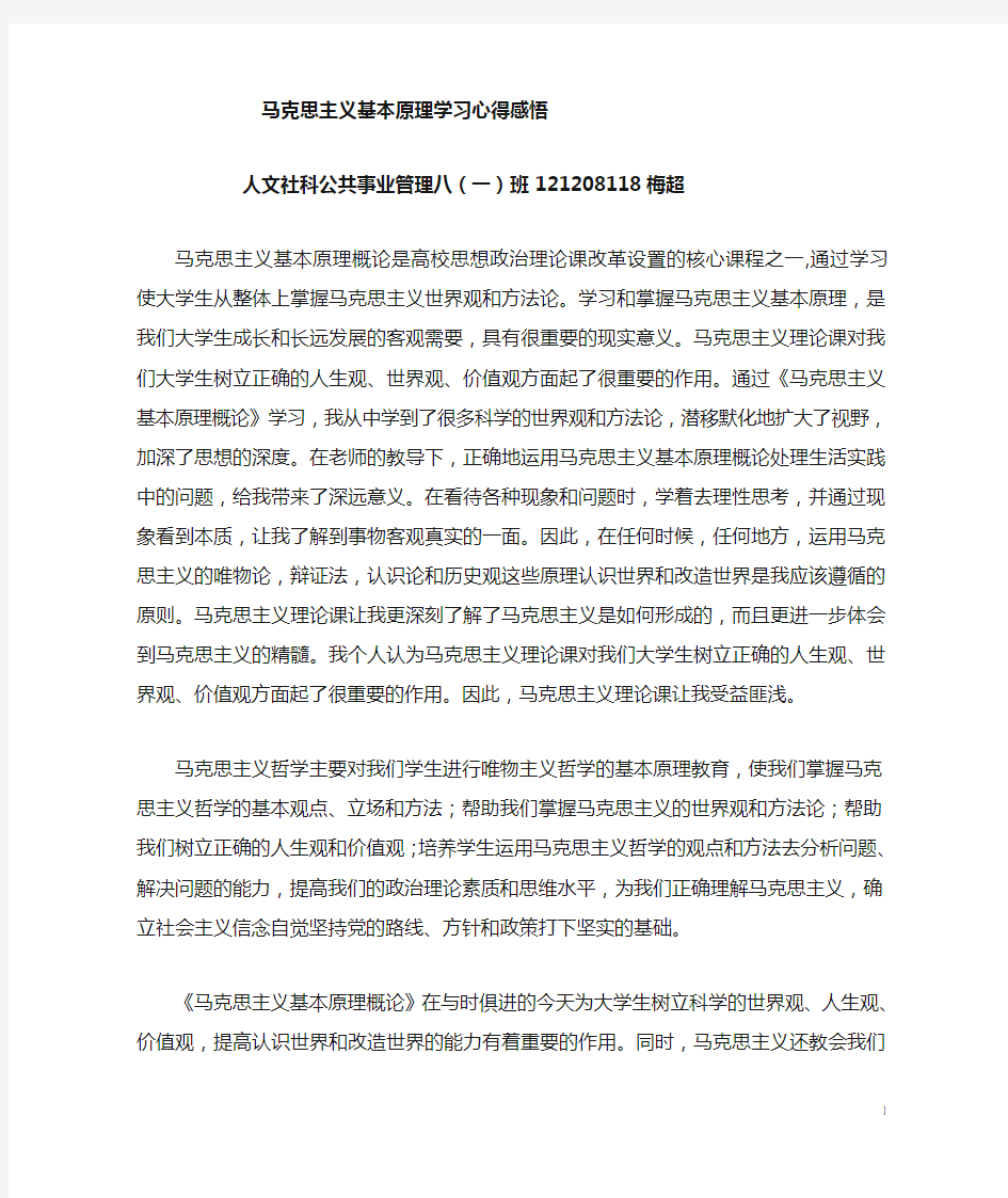 马克思主义基本原理概论学习心得感悟