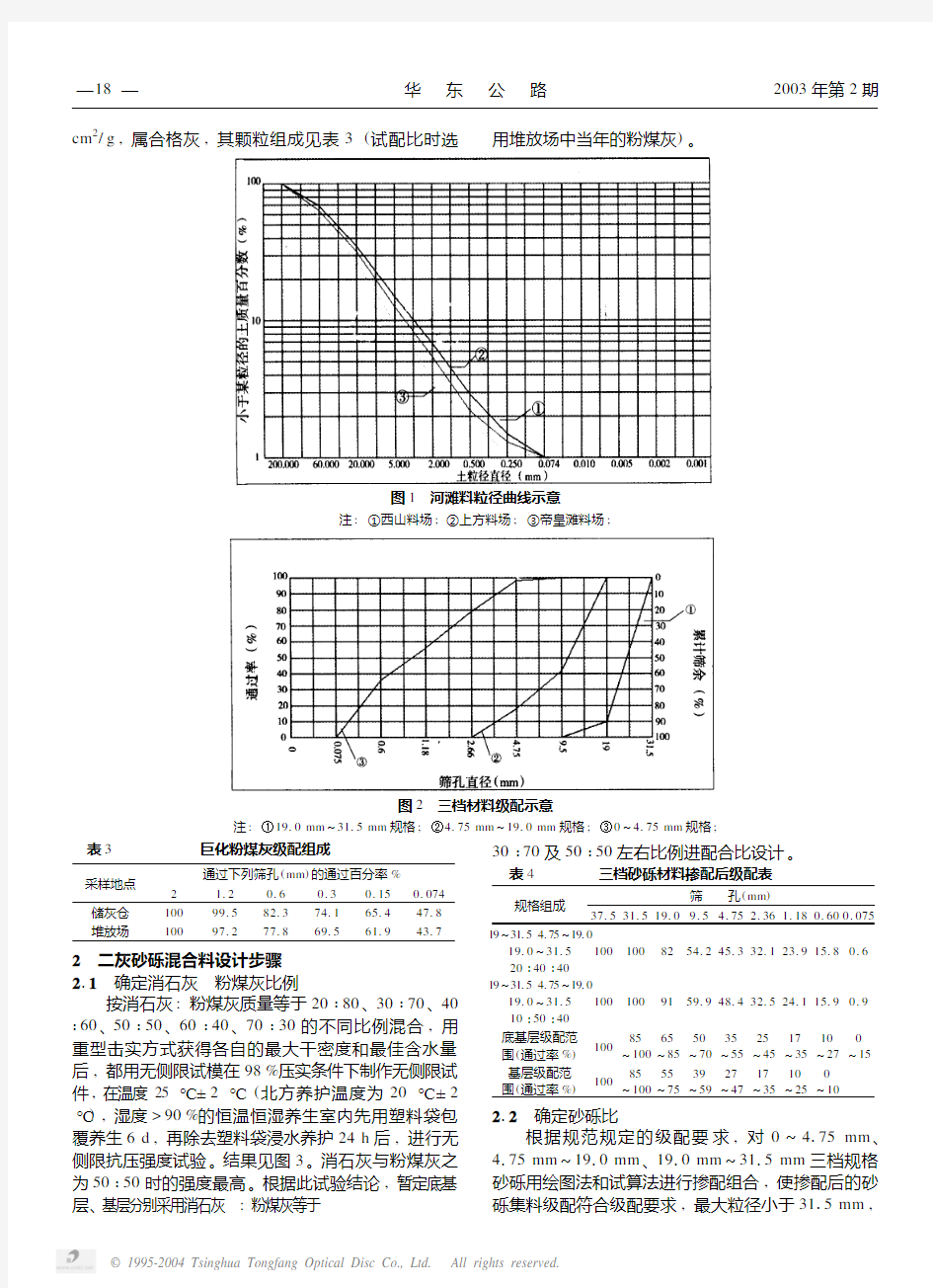 杭金衢高速公路基层二灰砂砾混合料配合比设计要点