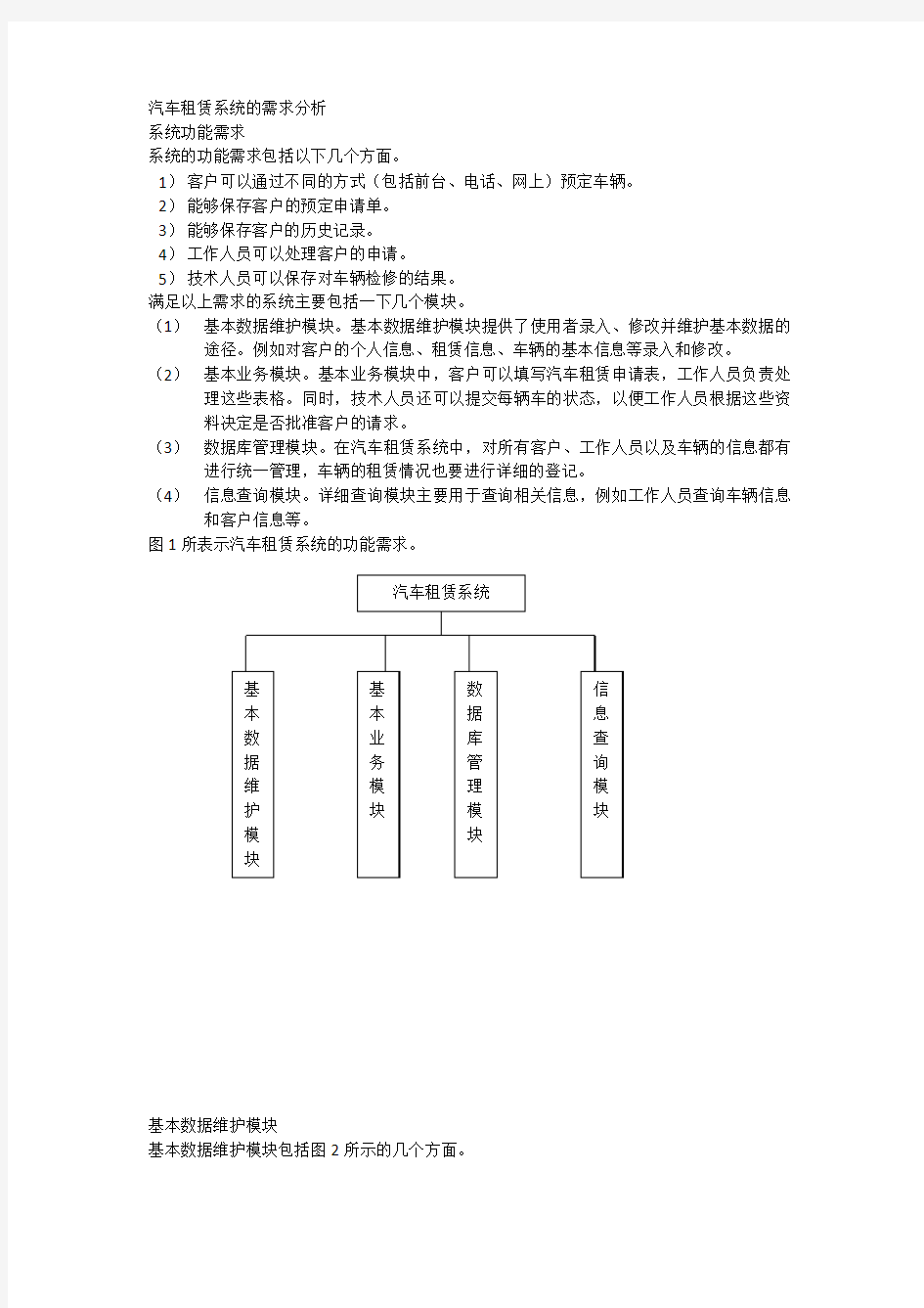 汽车租赁系统的需求分析