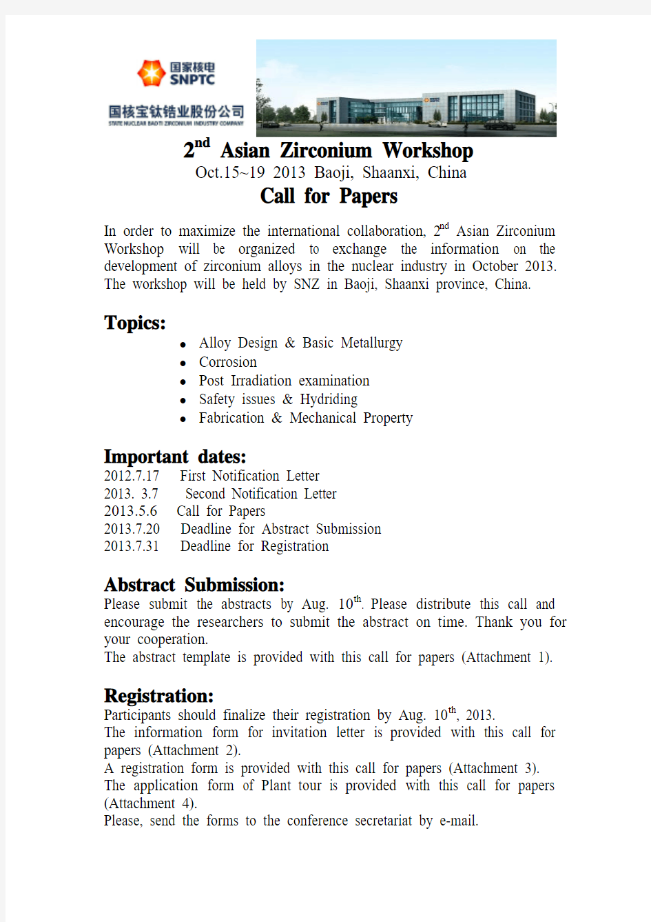 2nd Asian Zirconium Workshop