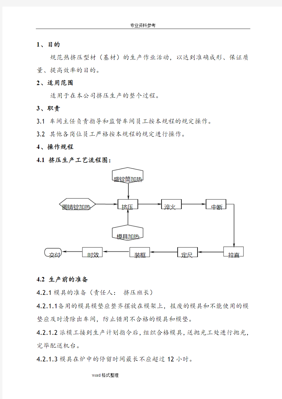 挤压车间工艺操作规程完整