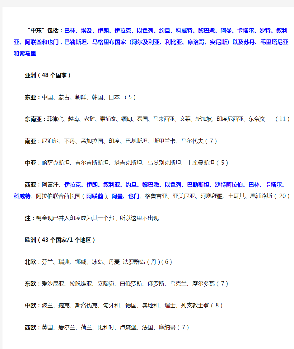 世界各国区域划分