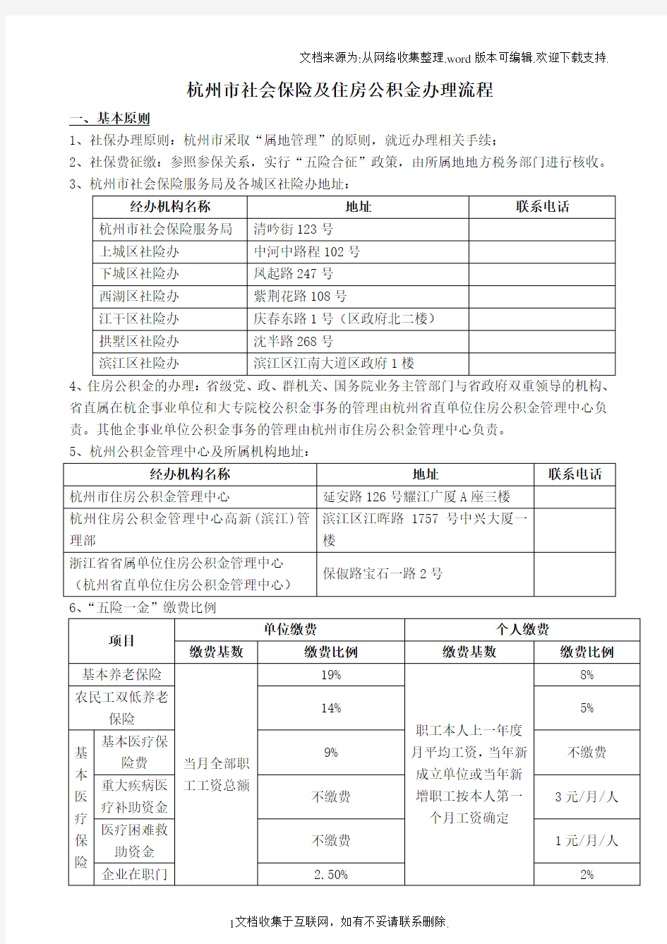 杭州市社会保险及住房公积金办理流程