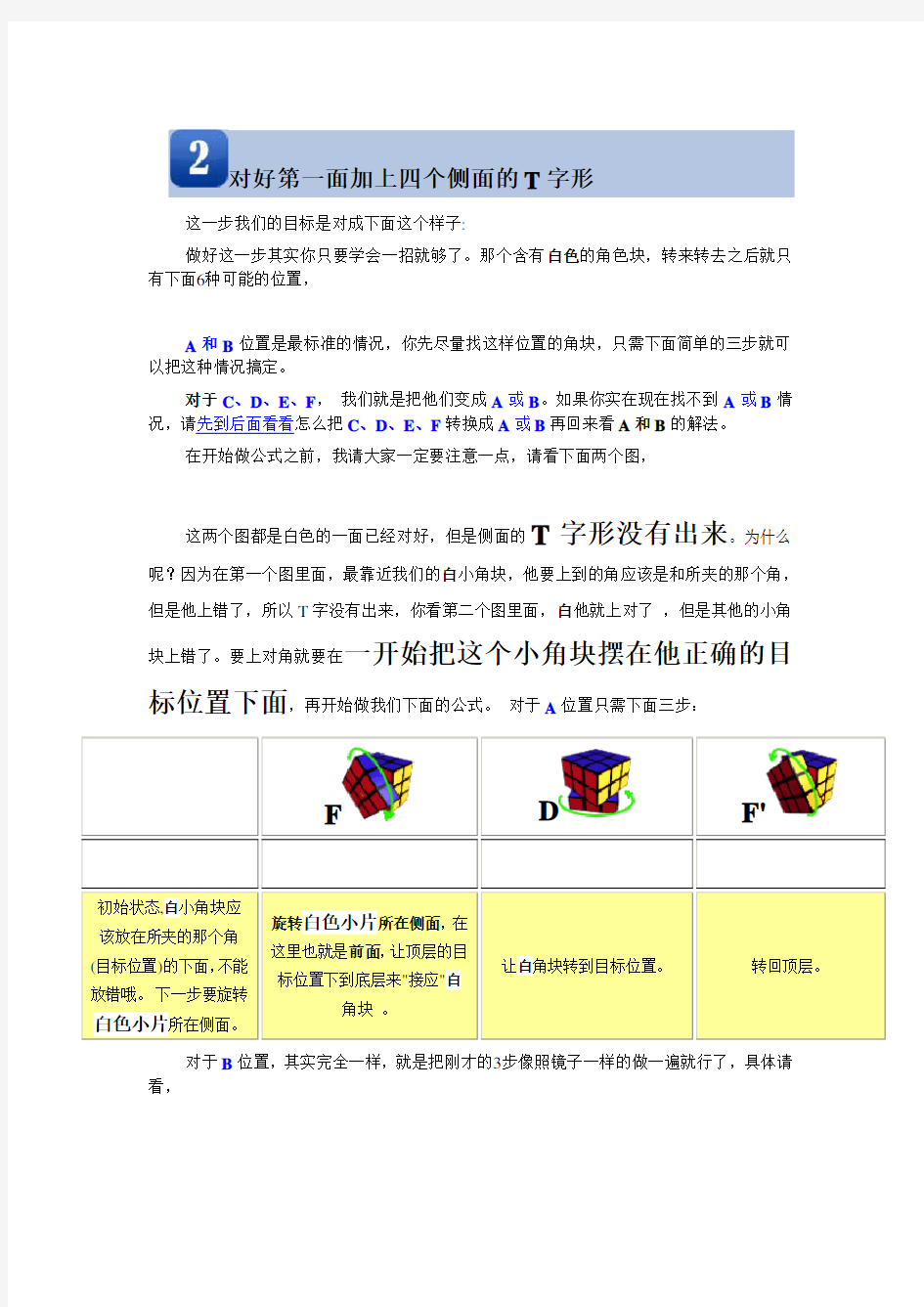 三阶魔方公式 图解入门新手学习基础