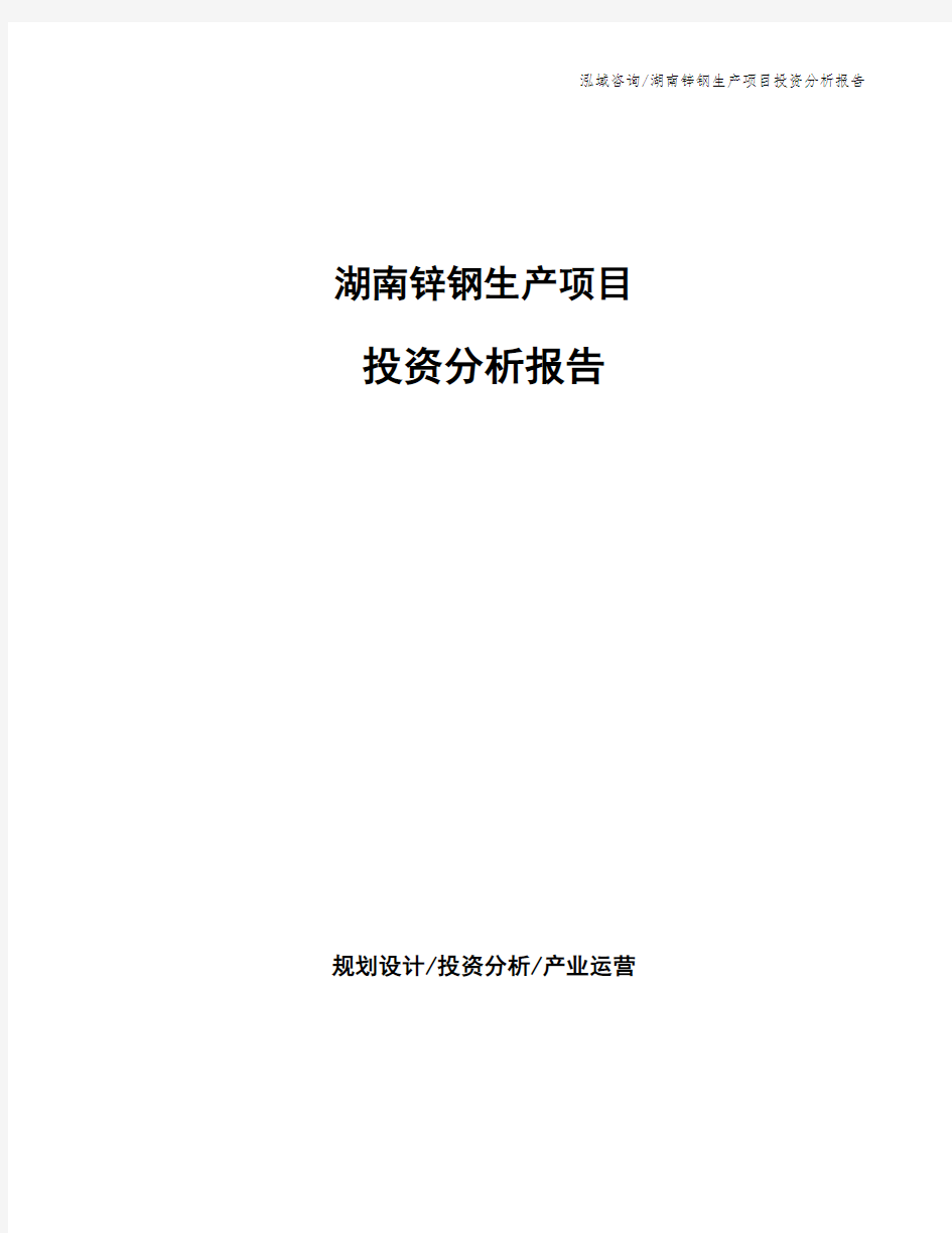 湖南锌钢生产项目投资分析报告