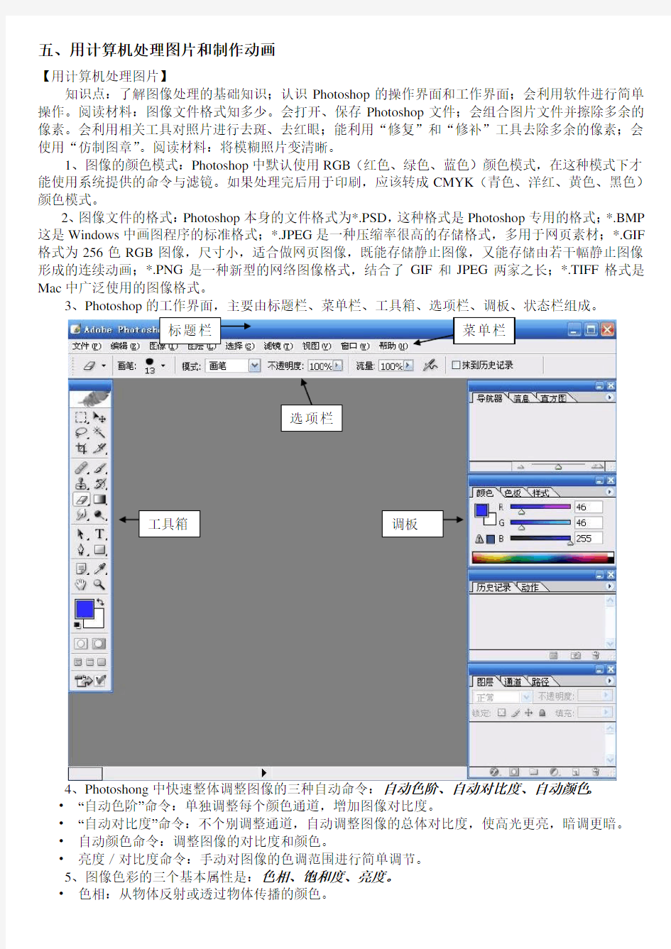 Photoshop、flash-知识点(信息技术会考复习)