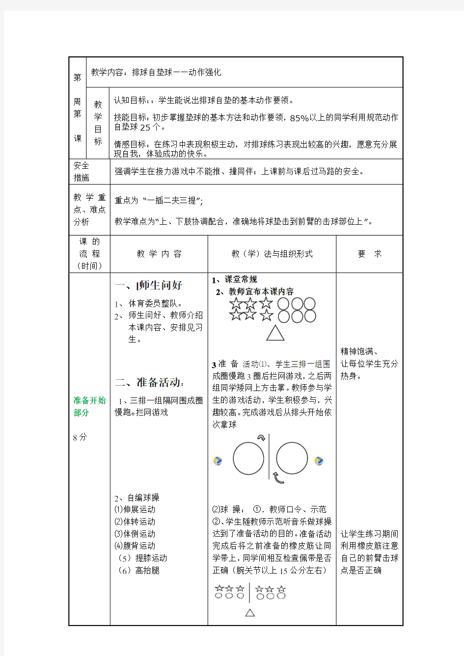 排球自垫球教学设计