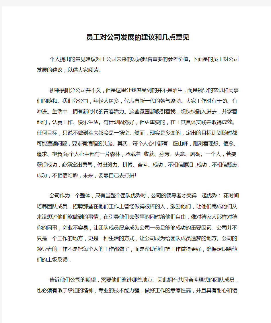 员工对公司发展的建议和几点意见