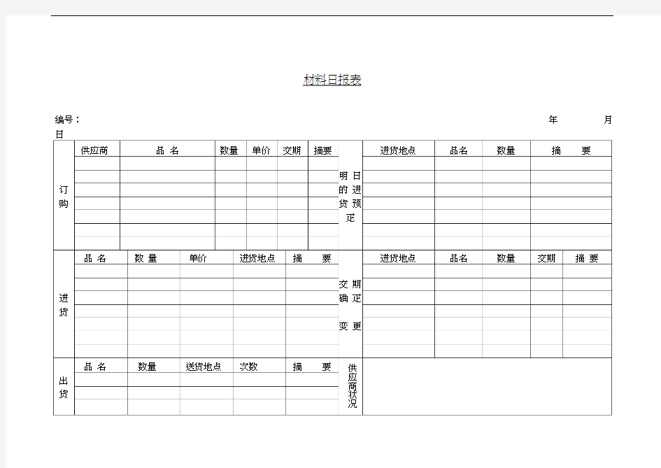 材料日报表