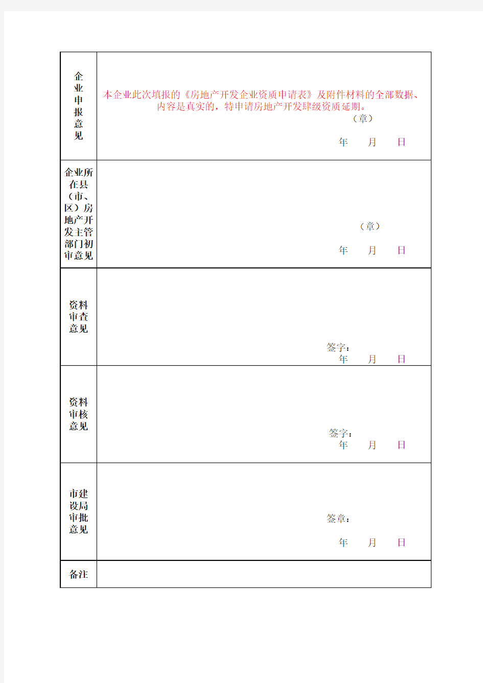 房地产开发资质申报表-新版