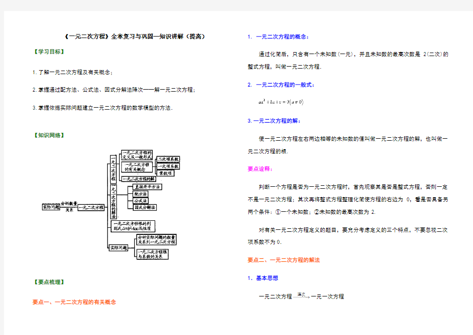 一元二次方程全章复习与巩固—知识讲解