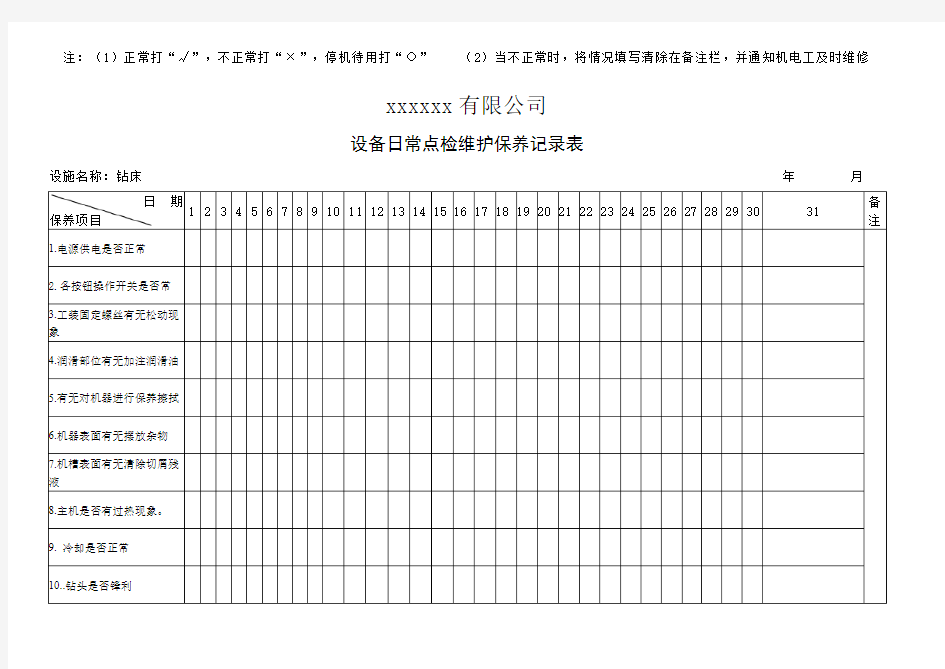 设备点检表