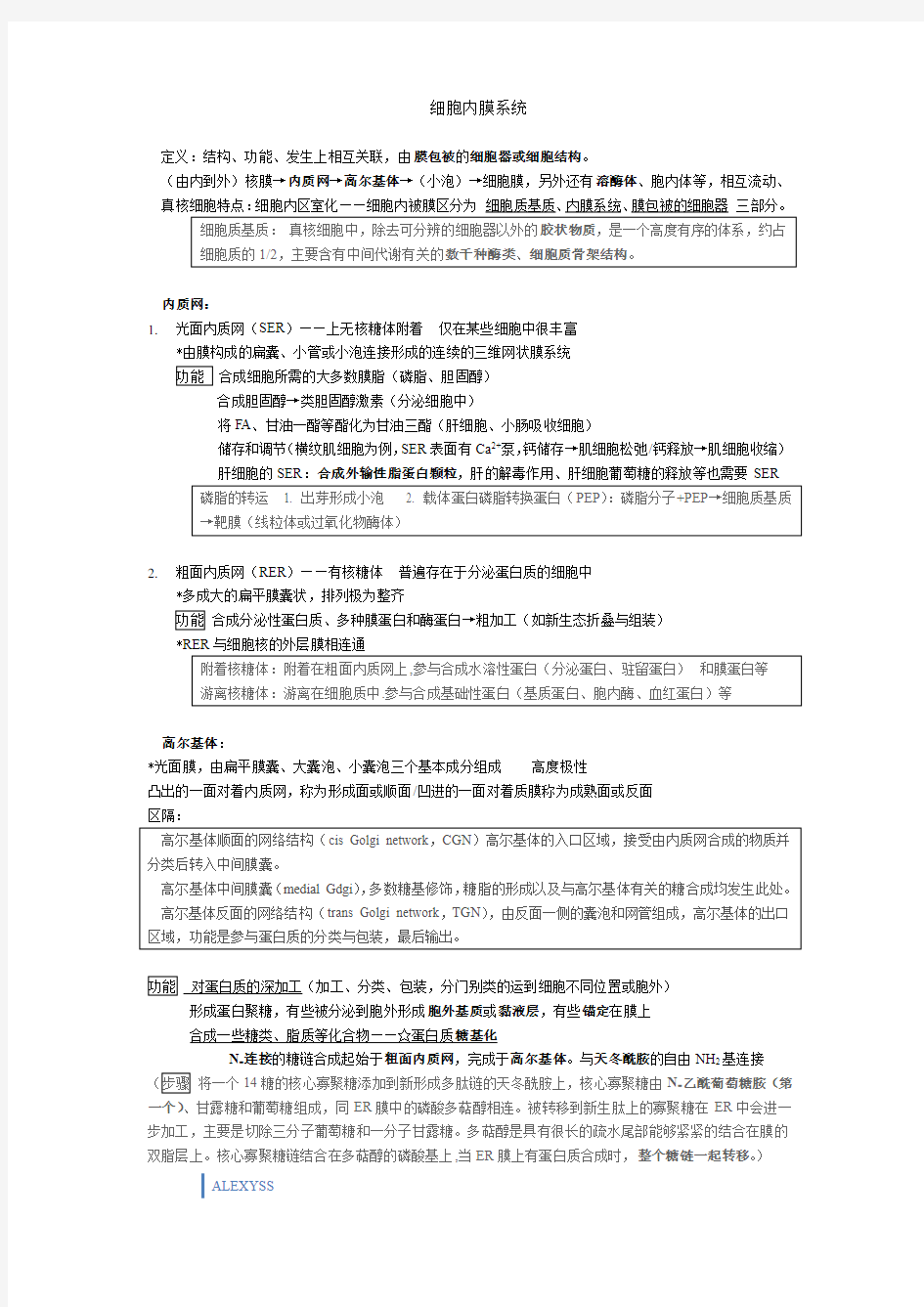 细胞生物学之细胞内膜系统(ALEXYSS整理)