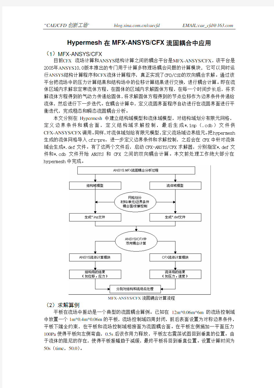 hypermesh在MFX-ANSYS,CFX流固耦合中的应用