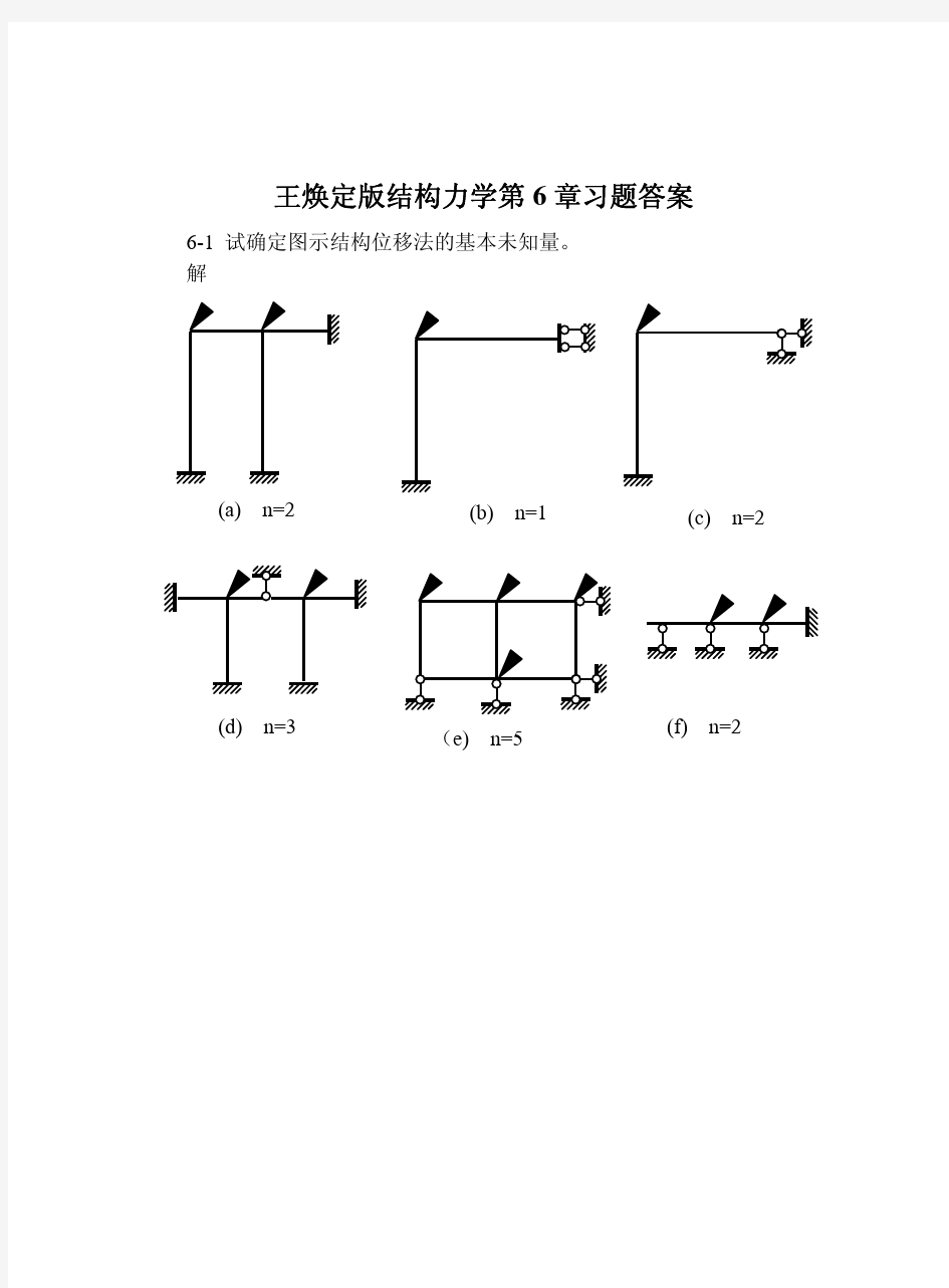 哈工大王焕定版结构力学第6章参考答案