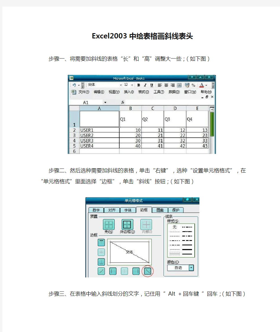 Excel2003中给表格画斜线表头