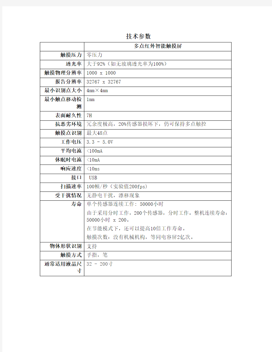 多点触摸屏参数