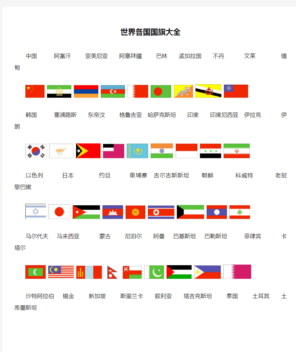 世界各国国旗大全(包括名称)