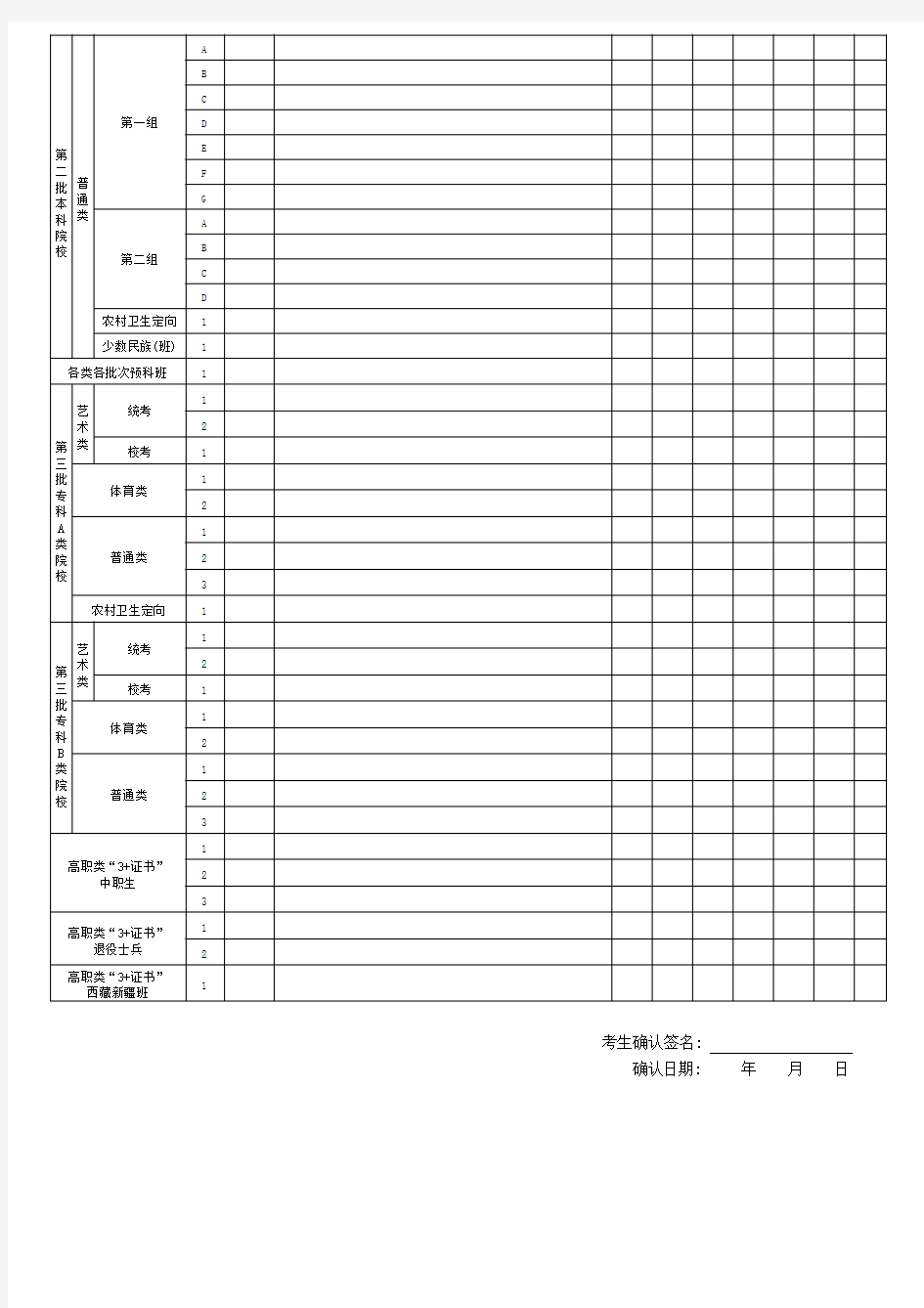 广东省2016年高考志愿填报表