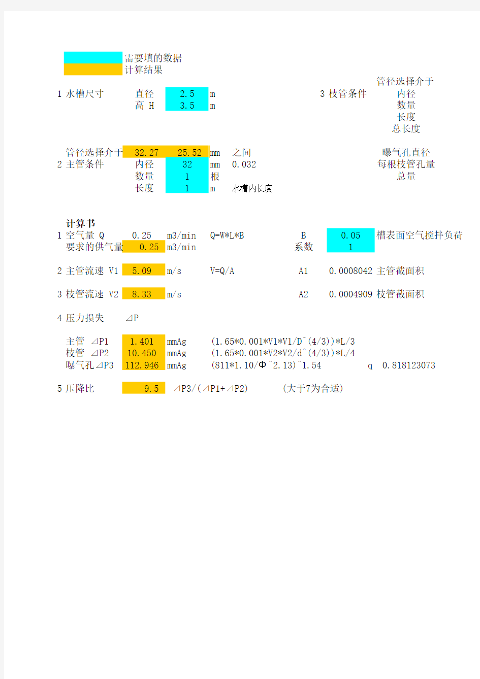 穿孔管曝气设计计算书p