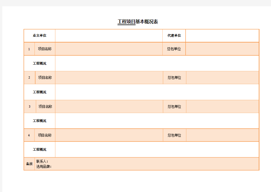 工程项目基本概况表