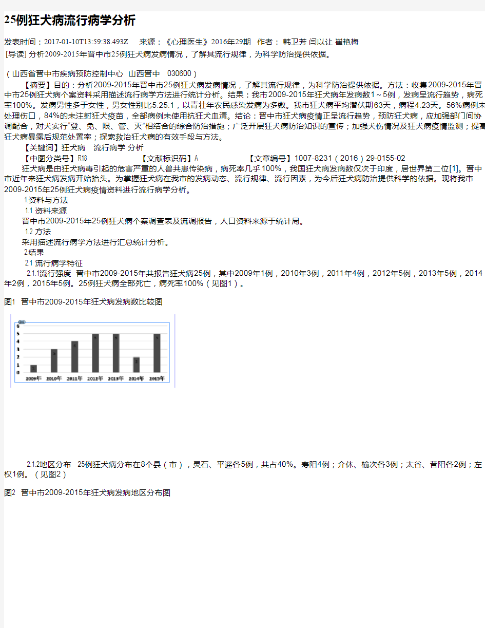 25例狂犬病流行病学分析