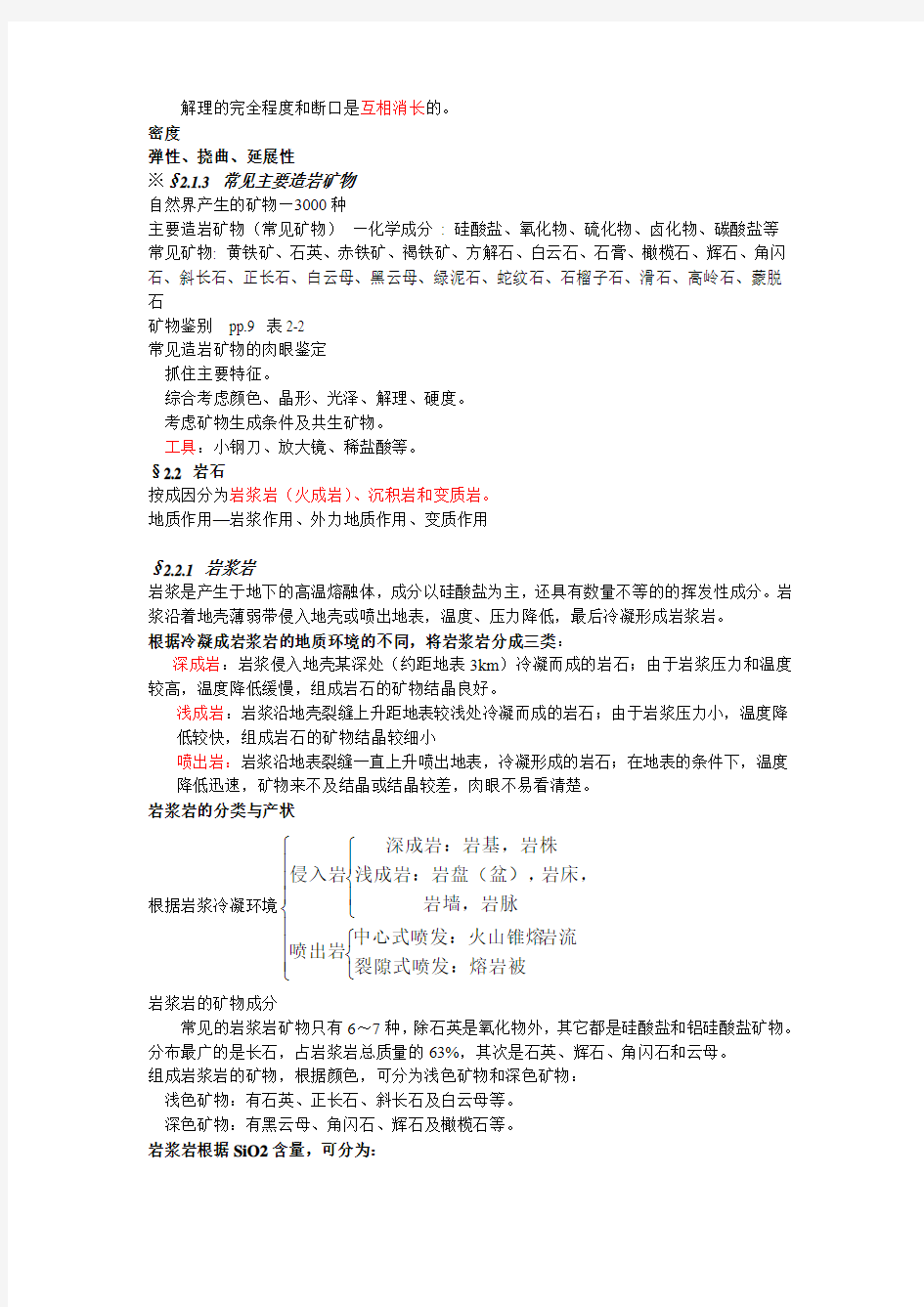 工程地质学复习资料整理打印版(DOC)