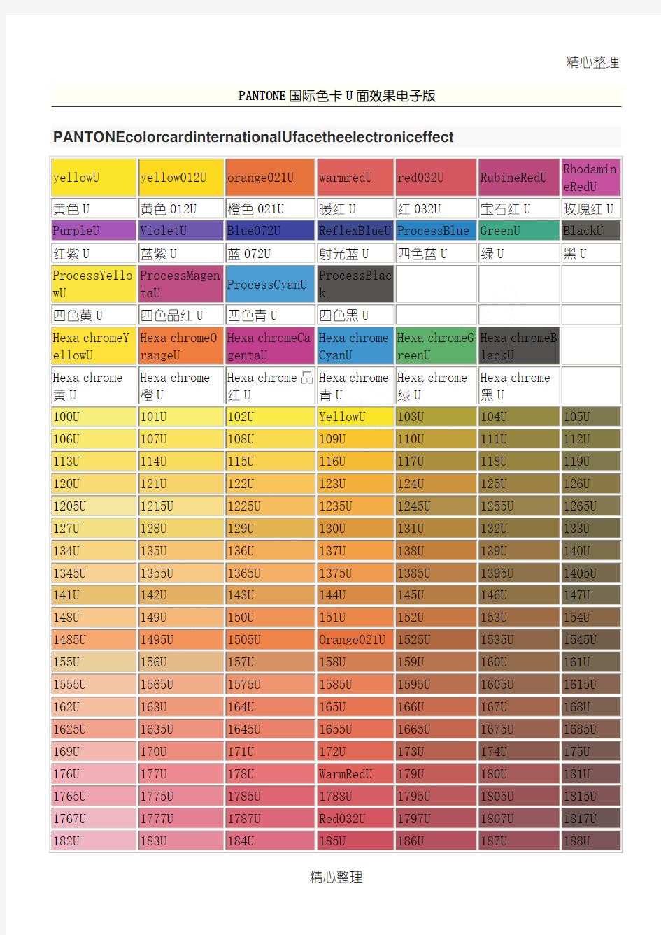 PANTONE潘通色号_国际颜色卡_U_面效果电子版_潘通号_潘通色卡