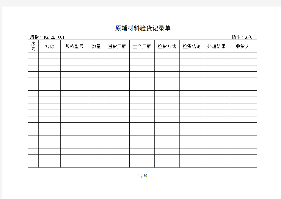 桶装水生产记录表格模板