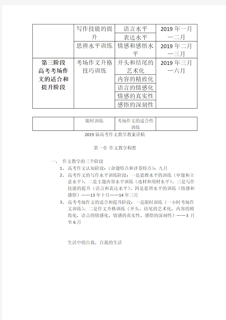 2019届高考作文教学教案讲稿