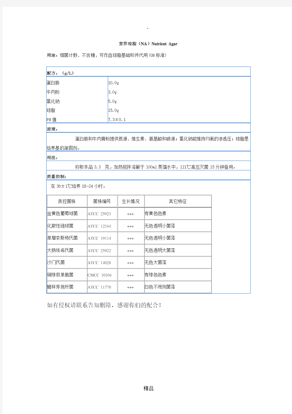 NA培养基