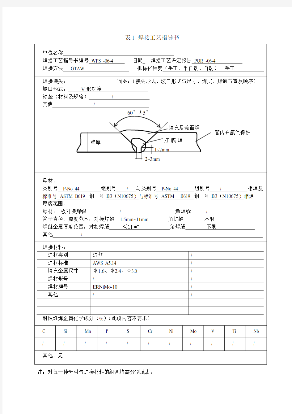 WPS焊接工艺指导书