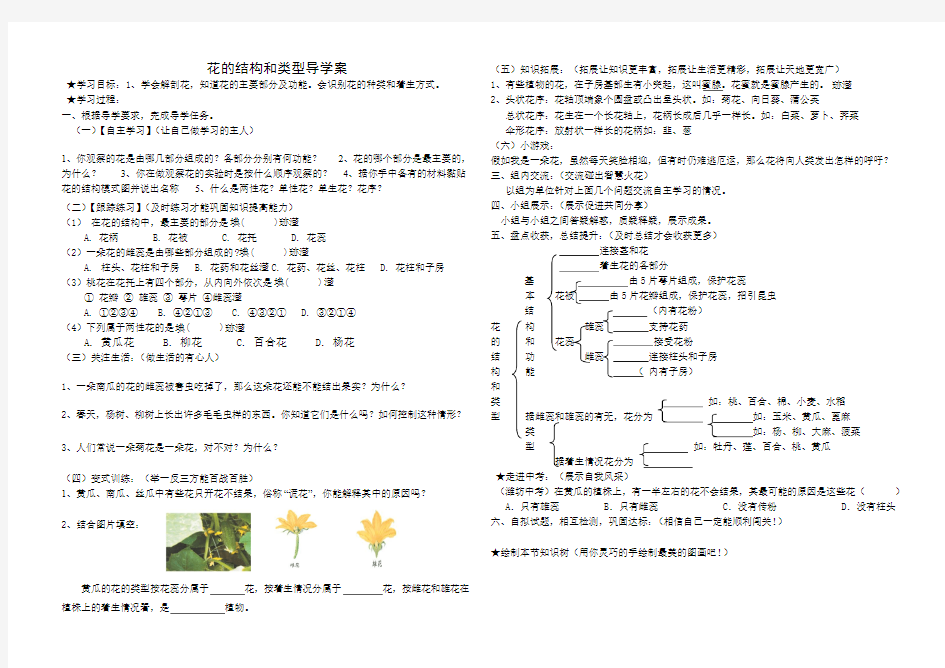 花的结构和类型学案