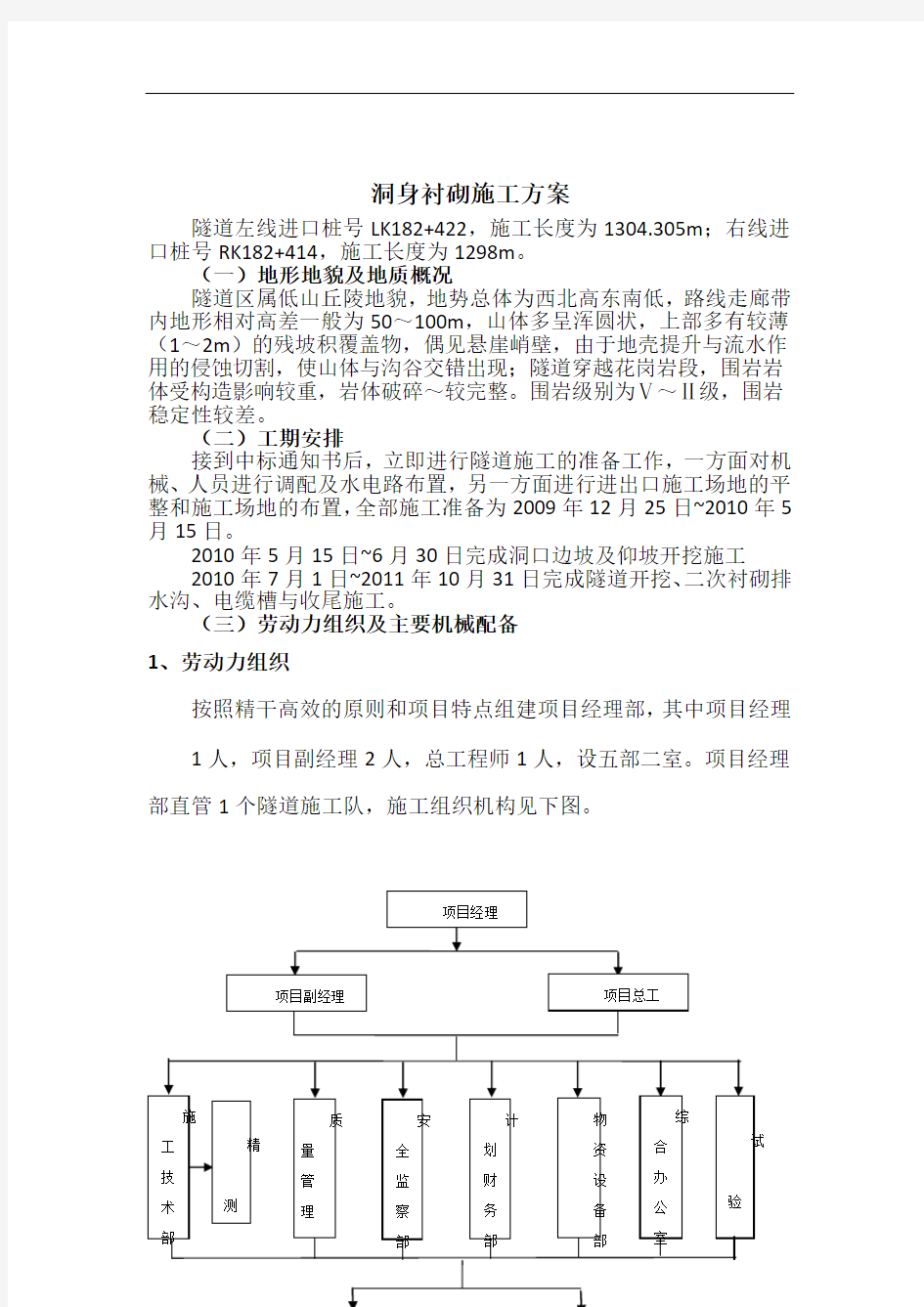 隧道洞身衬砌施工方案26669