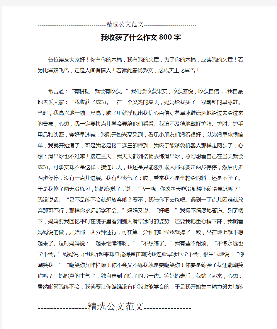 我收获了什么作文800字