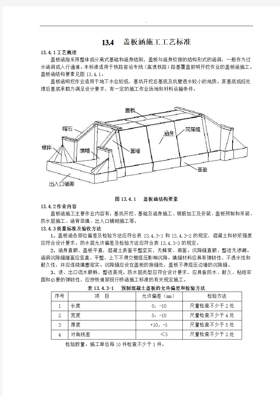 盖板涵施工工艺标准