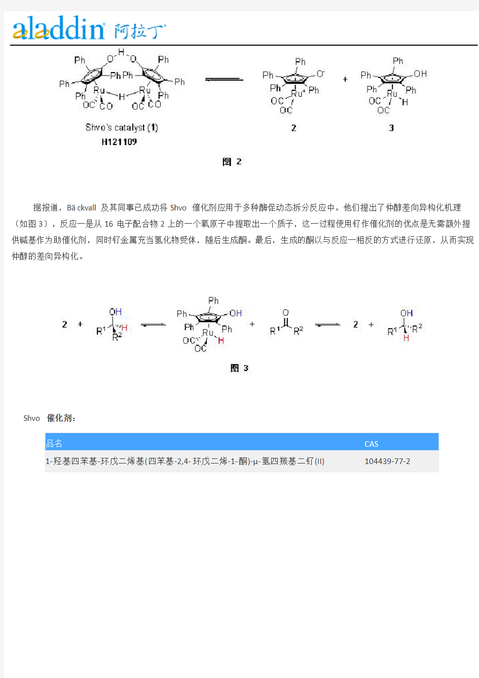 Shov催化剂的应用及反应机理