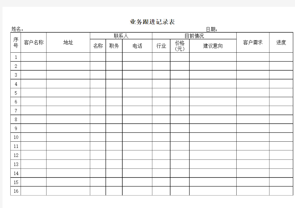 业务跟进记录表