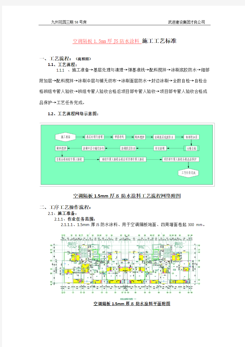 【空调隔板1.5mm厚JS防水涂料】施工工艺流程---6-----暂完