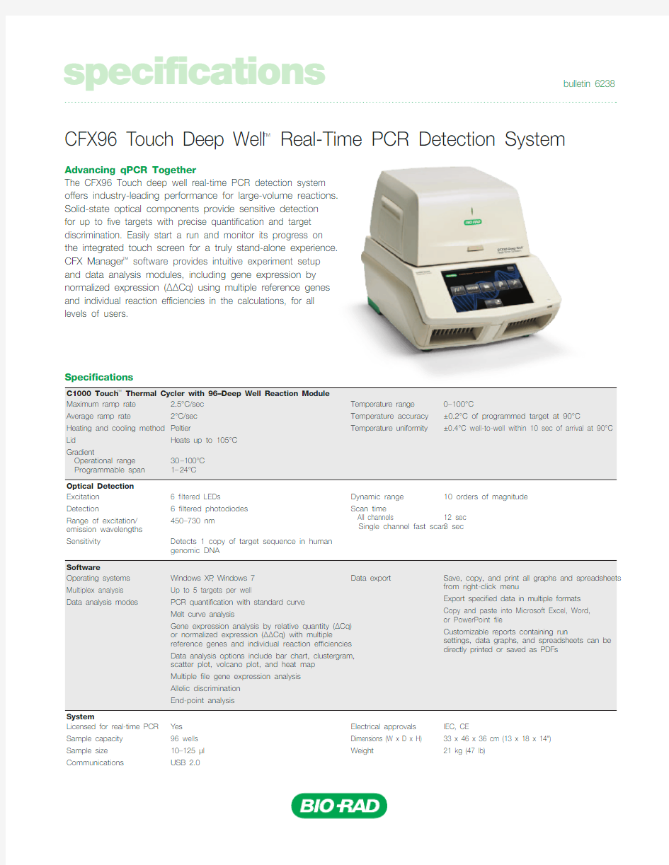 CFX96 Touch Deep Well Real-Time PCR CFX荧光定量PCR