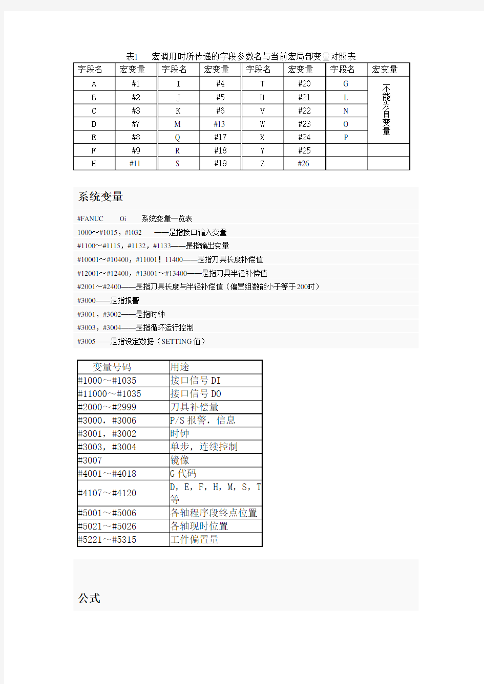 FANUC变量对照表