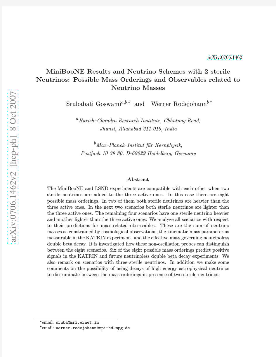 MiniBooNE Results and Neutrino Schemes with 2 sterile Neutrinos Possible Mass Orderings and