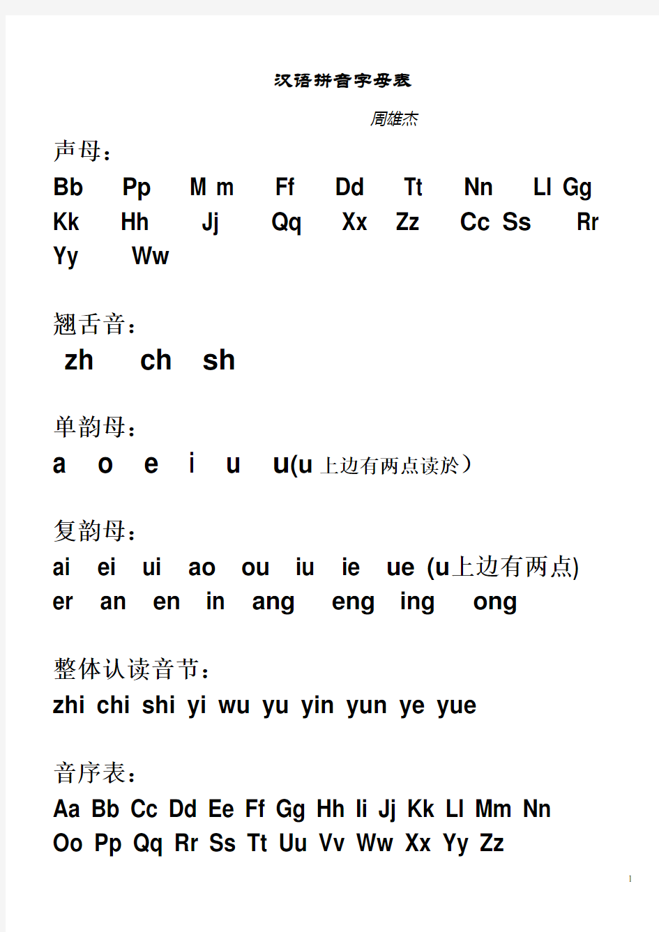 汉语拼音字母表(完整教案)