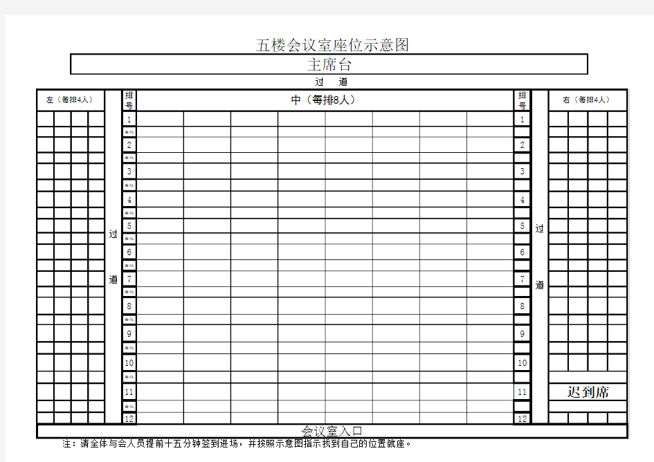 会议室会场座位示意图