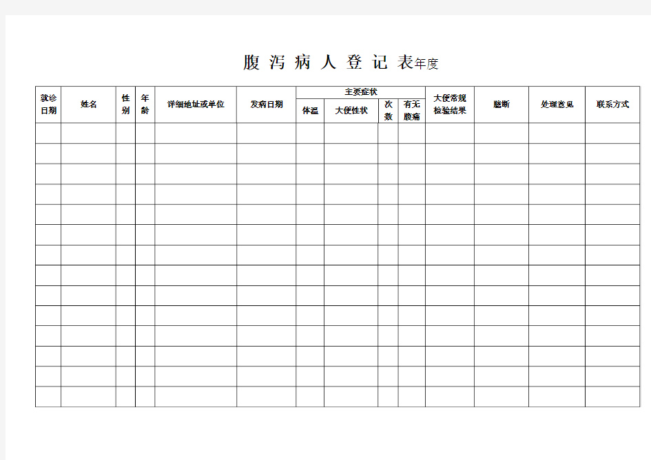 腹泻病人登记表