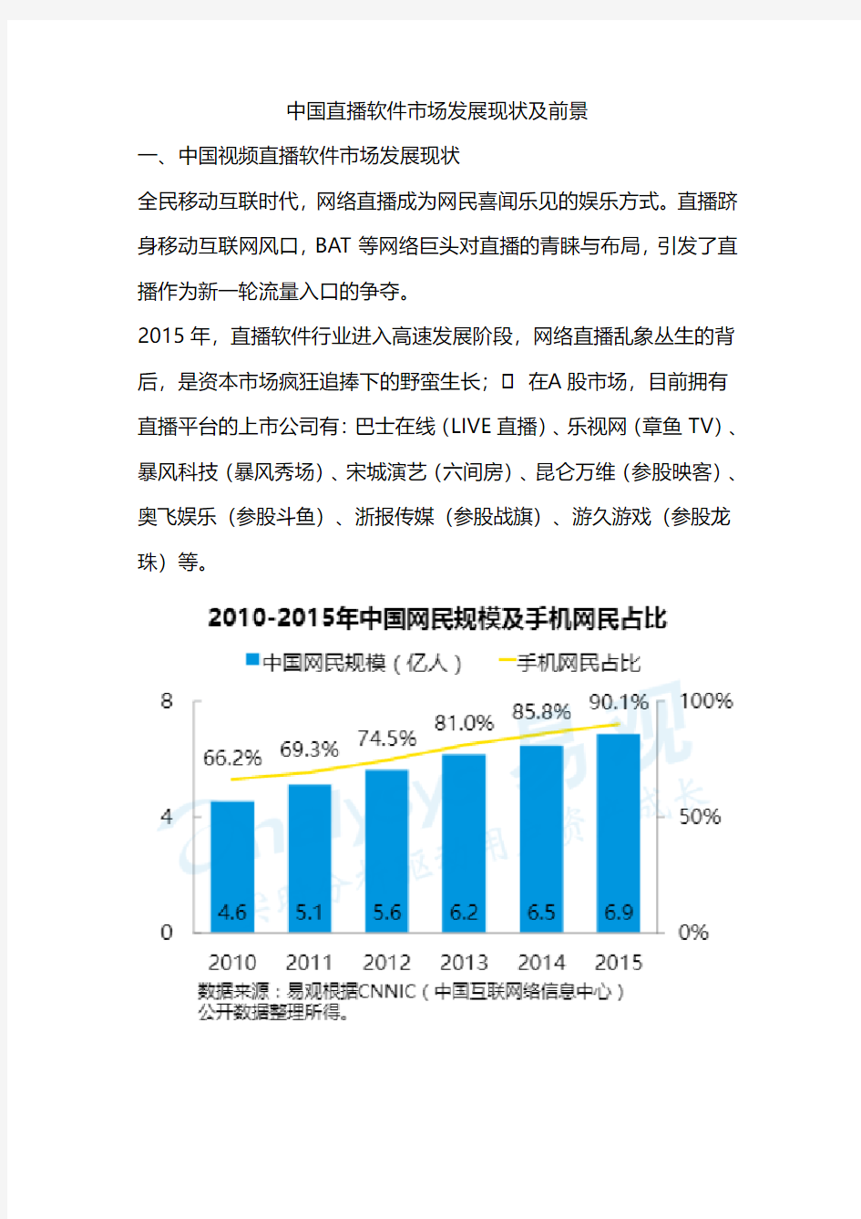 中国移动直播市场分析报告