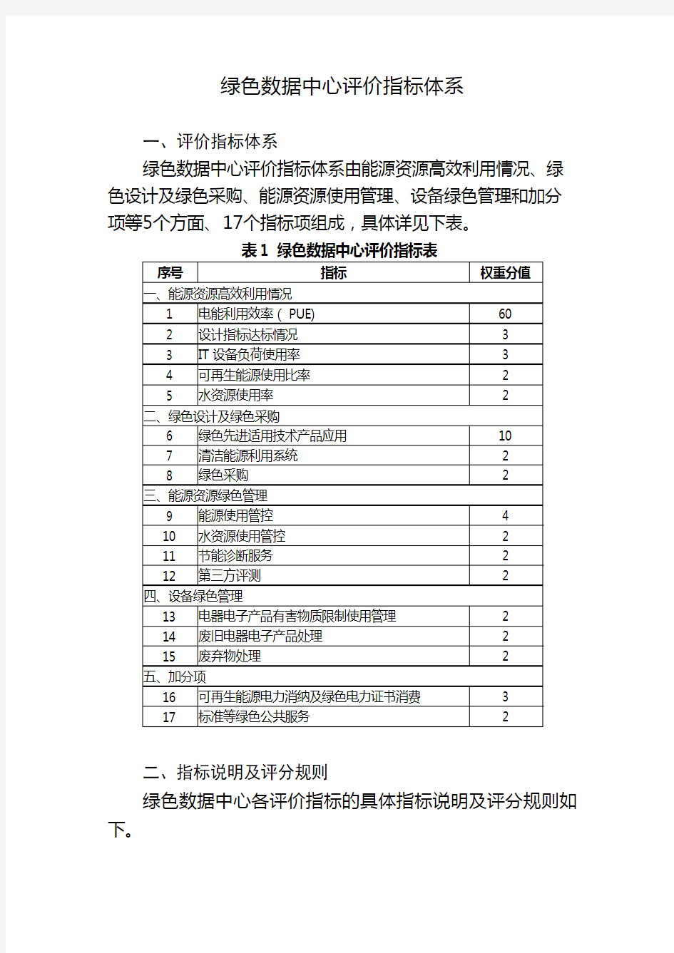 绿色数据中心评价指标体系